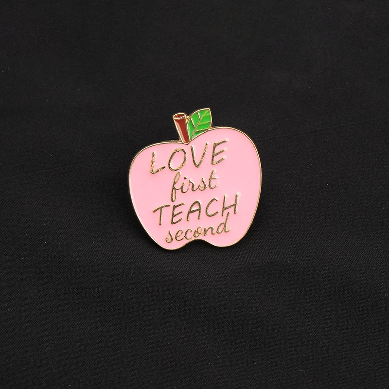 Teacher Appreciation Enamel Brooch , Apple Shaped 