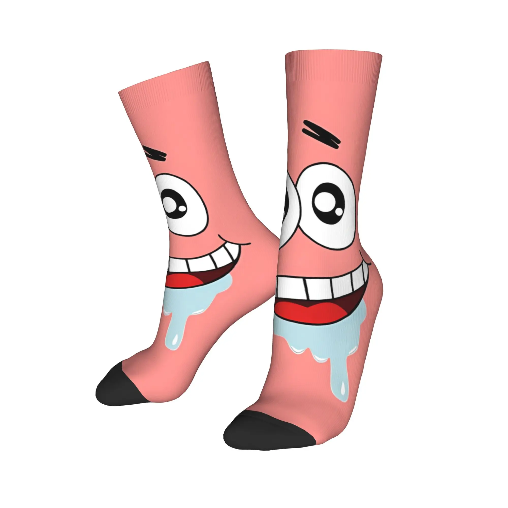 SpongeBobs Pink Gradient Patrick Face Socks  Anti Skid Stockings Couple Medium Soft Skateboard Socks Autumn Trendy Design Socks