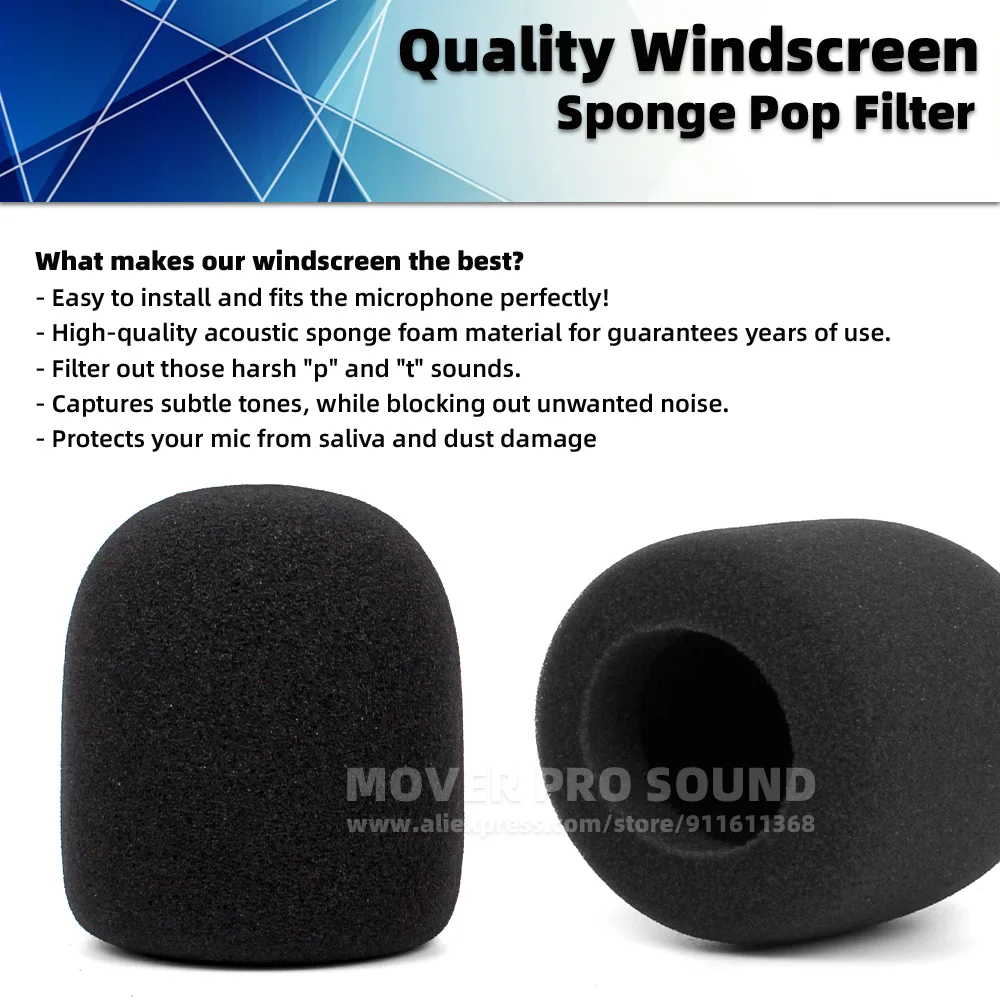 Compatible With Shure SM58 SM 58 BETA 58A Beta58A Windscreen Foam Dynamic Microphone Sponge Pop Filter Mic Cover Windshield view 2