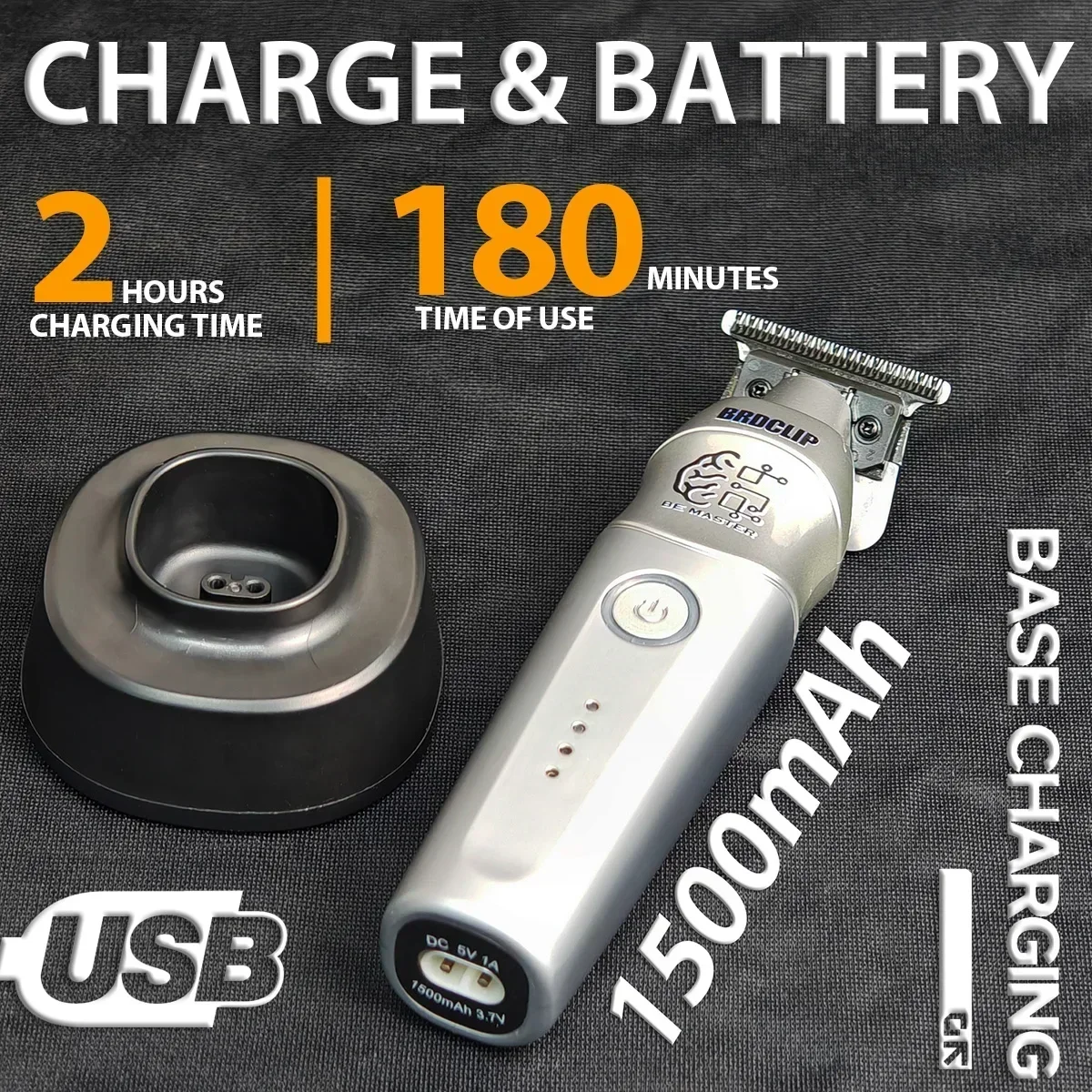 Professional BRDCLIP 106 617 8008 Zinc Alloy Body DLC Blade Oil Head Electric Cordless Clipper Men's Hair Clipper Trimmer Shaver