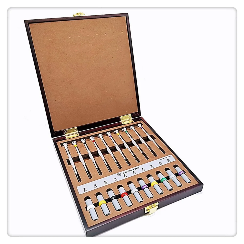 10Pcs Wooden Box Steel Screwdriver Set for Watch Repair, Watchmaker Tools Screwdriver Kit