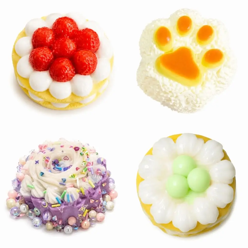 PU Material Squeeze Stress Toy Simulation Strawberry Slow Rebound Decompression Toy Cake Cream Blaster Burger Shape