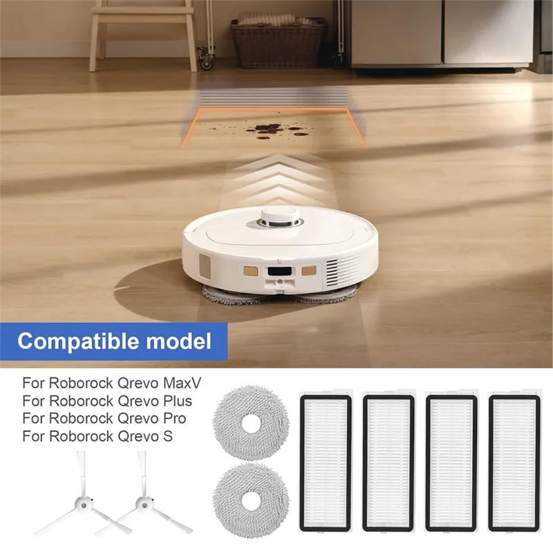 B47B-Accessories Kit For Roborock Qrevo Maxv/Qrevo Pro/Qrevo S Robot Vacuum Cleaner Replacement Parts Mop Pads HEPA Filters