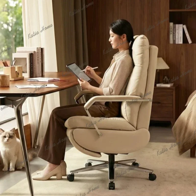 Motorized Executive Office Seating Genuine Leather Dual-Use Napping Work Furnish Adjustable Footrest Recline