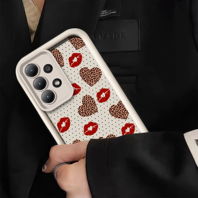 ليوبارد سيليكون قضية الهاتف لسامسونج غالاكسي M30S M23 M22 M16 M15 M13 نوت 20 الترا M54 M51 M34 M31 الشفاه قبلة غطاء مقاوم للصدمات