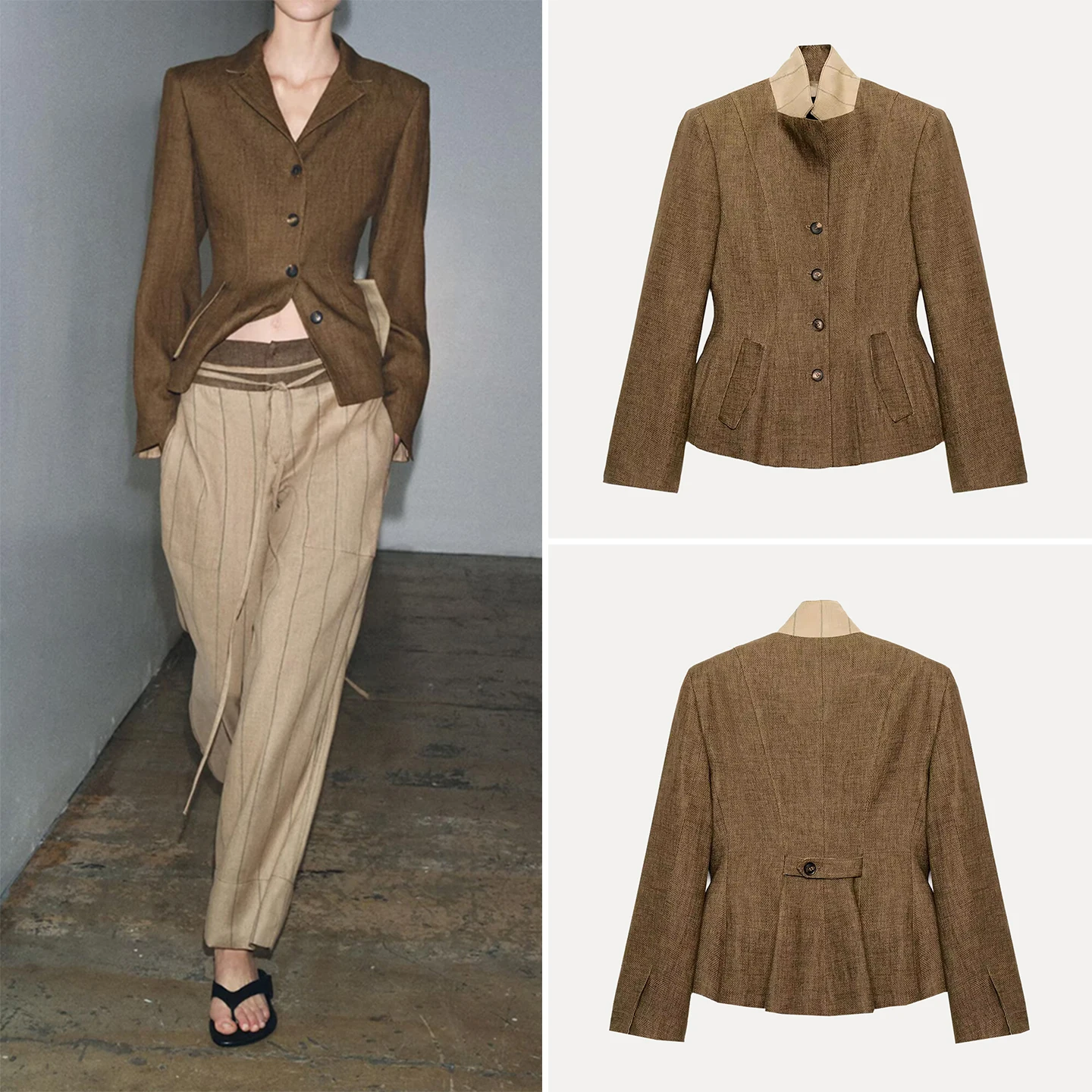 Fashionable High Collar Suit Jacket Women's Spring 2026 New Arrival Versatile Simple Style Quality European Standard Long Sleeve