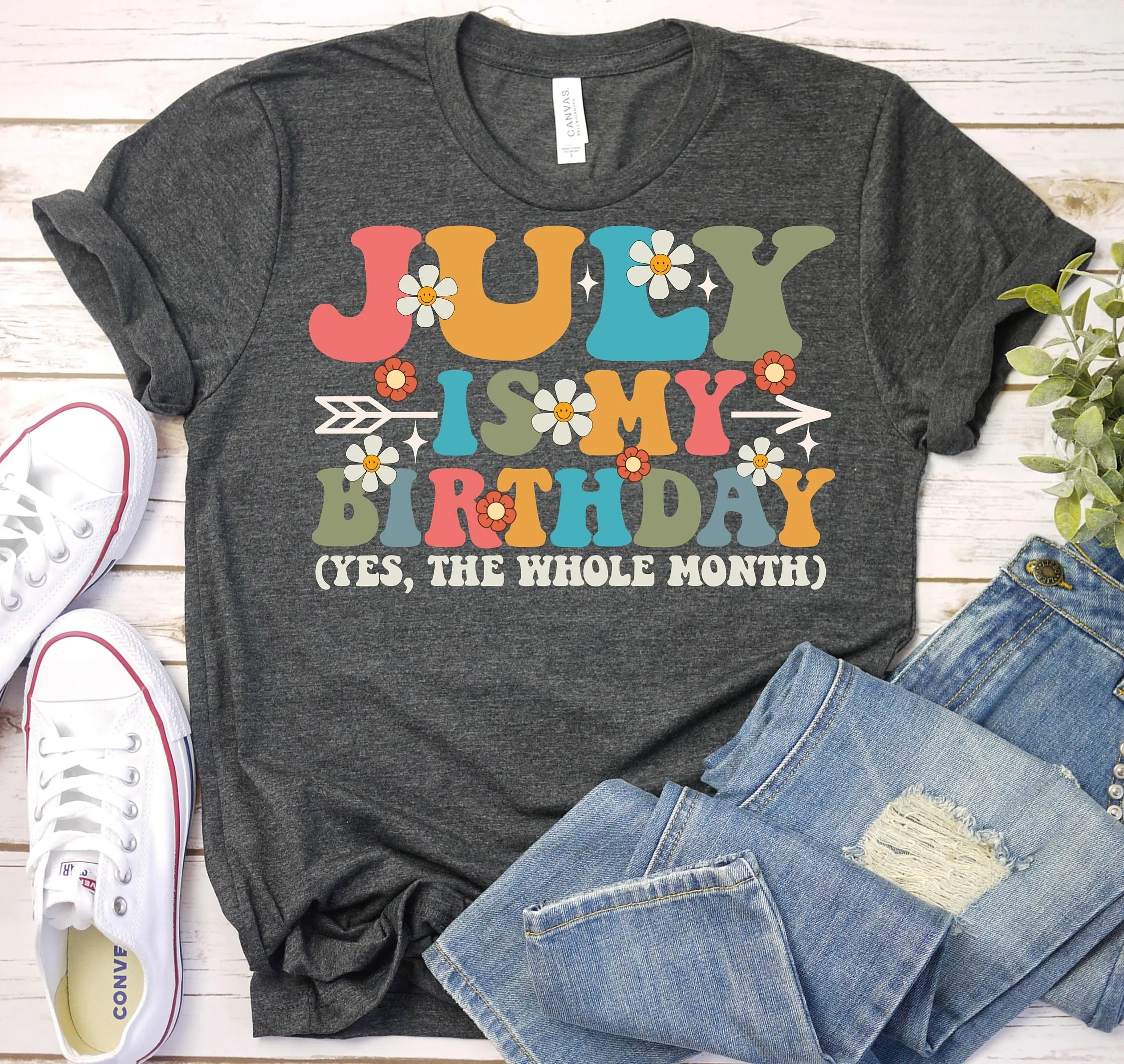 July Birthday T Shirt Born In Groovy Party Retro