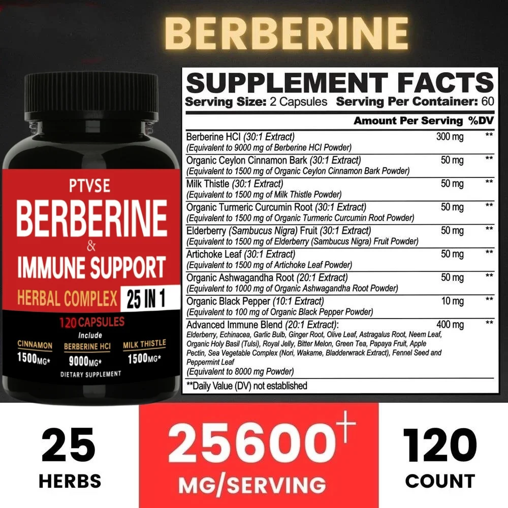 Premium Berberine Supplement Capsules Supports Heart Health Immune System Healthy Food