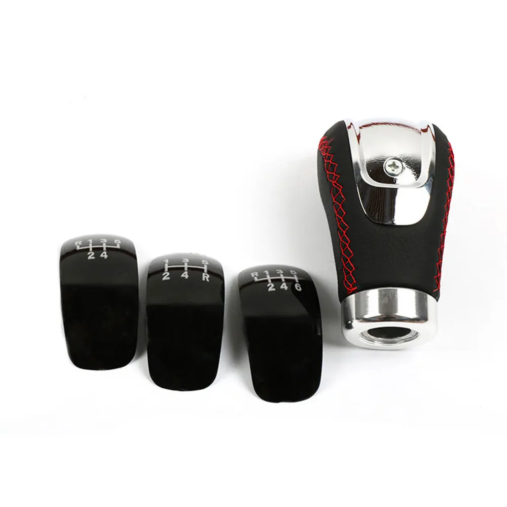 Universal 5/6 Speed PU Leather Gear Shift Knob Manual Auto Gearbox Stick Shift Head Lever Change Handle Cap