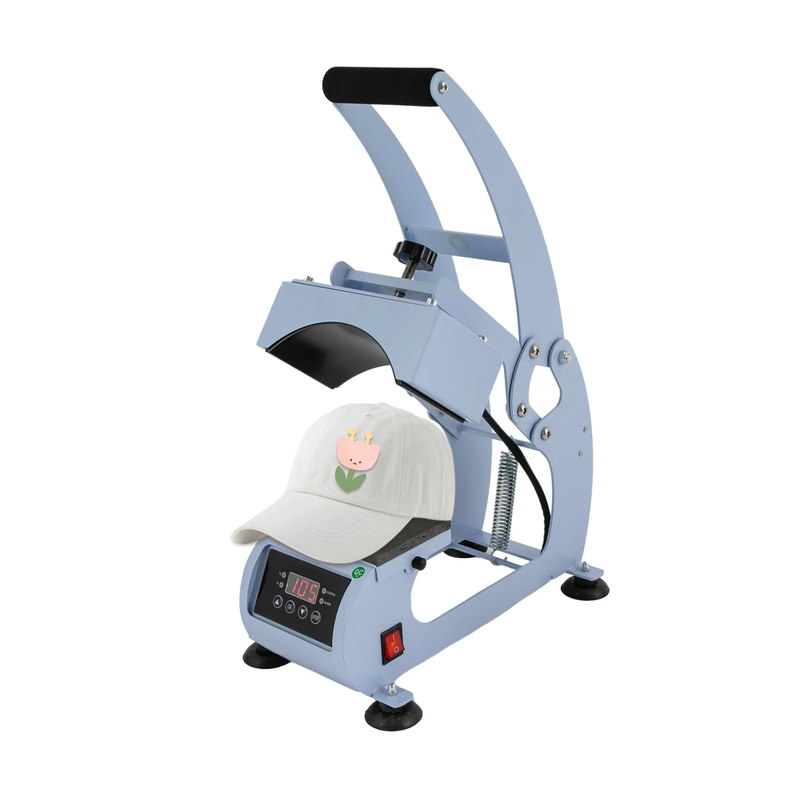 Hat Heat Press with Precise Digital Control, Adjustable Temperature (0-400ºF) and Time (0-999s), Two Hat Pads for Diverse