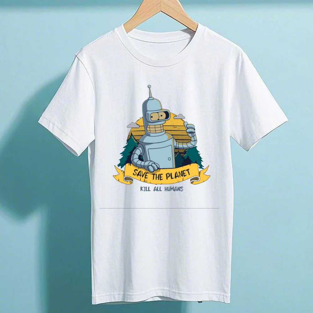 تي شيرت SAVE TAE EARTAY KILL ALL HUMANS جرافيك تي شيرت F-Futurama B-Bender تي شيرت قطني تي شيرت Y2k تي شيرت كلاسيكي مضحك للرجال والنساء