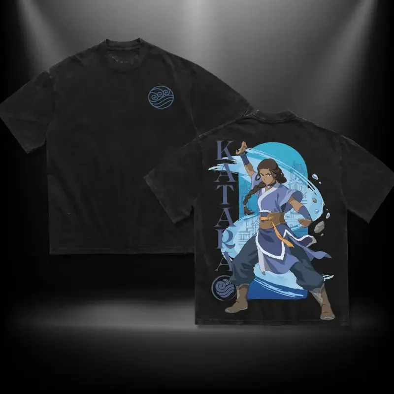 Katara Avatar The Last Airbender Clothing Men Women Manga T-shirts Vintage Washed T Shirt Casual Cotton Tee Harajuku Male Tshirt