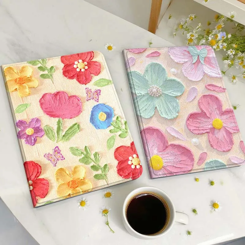 Oil Painting Flower Design Tablet Case For Samsung Galaxy Tab A A7 A8 A9 A11 S6 S11 Lite Plus 10.1 10.4 10.5 Inch 2022 2025