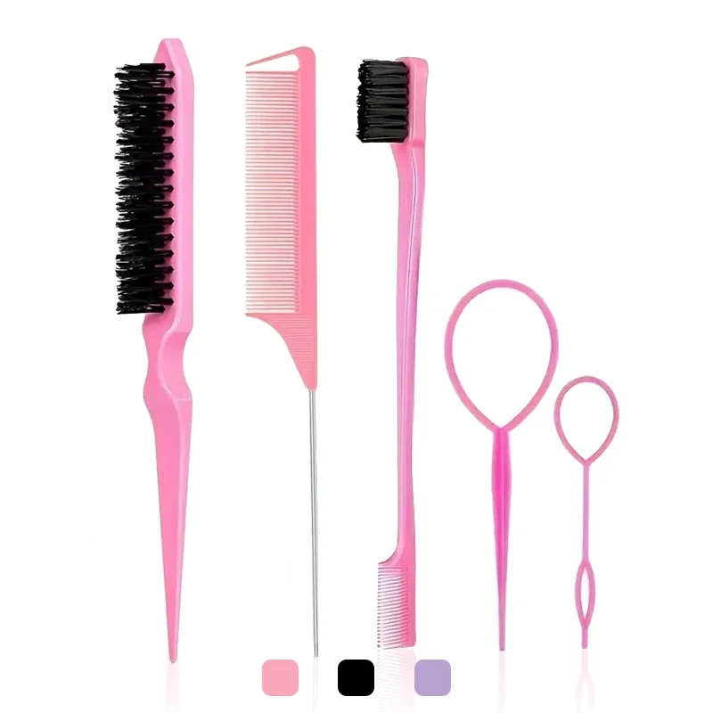 Diy conjunto de ferramentas de estilo de cabelo escova de cabelo kit de ferramentas de trança incluindo pente de estilo de cabelo pente de cauda de rato escova de borda provocando escova de cabelo