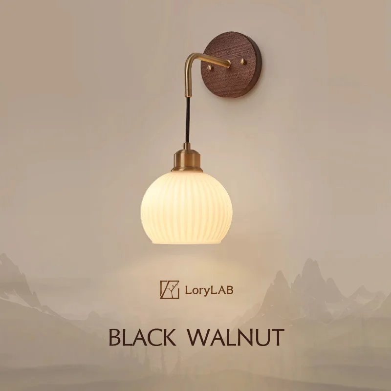 

Walnut Wood Wall light, Wabi-sabi Modern style, Wall Sconces for Bedroom, Living, Corridor, Aisle balcony, Entrance Hall