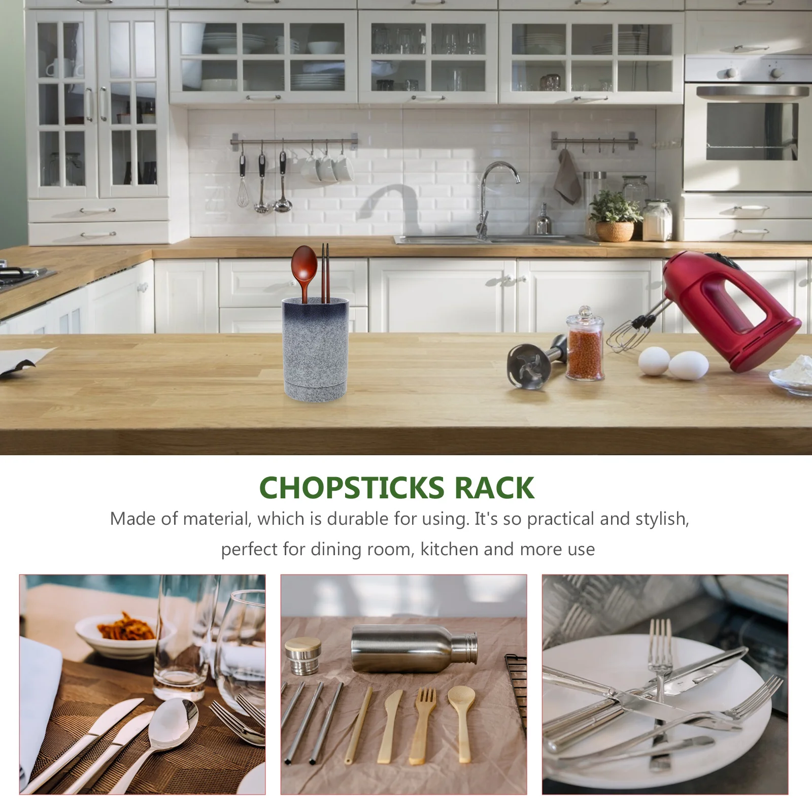 

1Pcs Ceramic Chopstick Rest Kitchen Organizer Spoon Fork Container Blue Bottom Drain Hole Design Table Protection