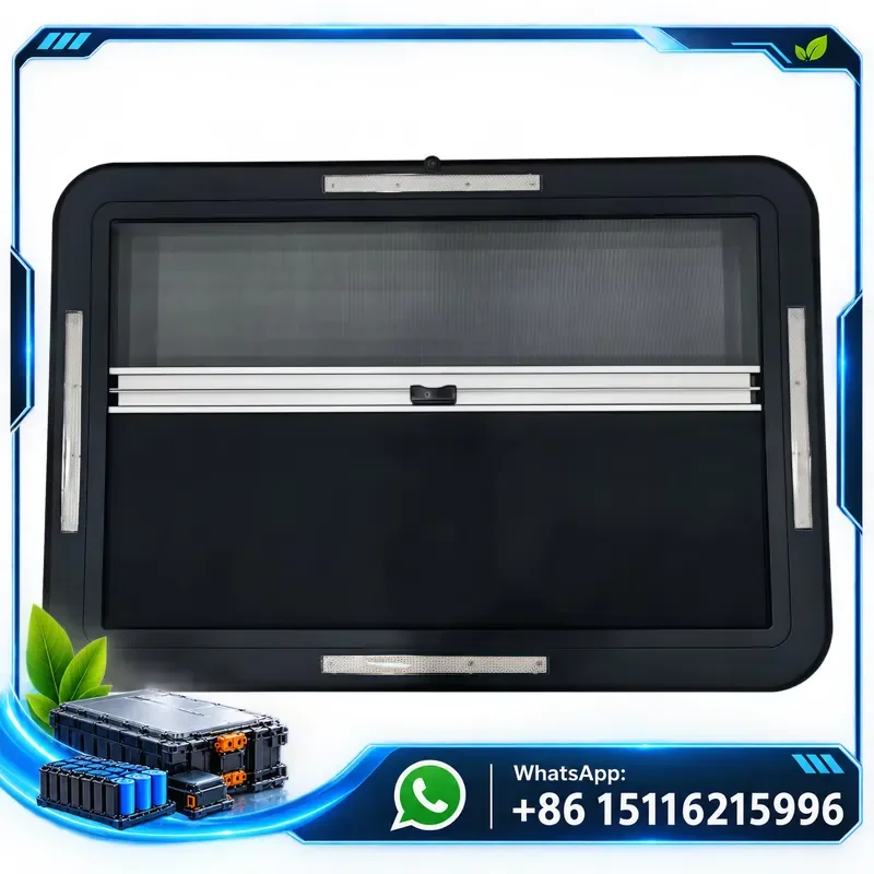 RV Skylight Roof Hatch with LED Light Double-Glazed Acrylic Roof Window with Mosquito Net & Blackout Blind