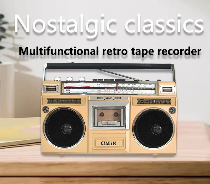 New Designed Multi Functional Radio Speaker Portable Vintage Cassette Radio with Bluetooth USB Record