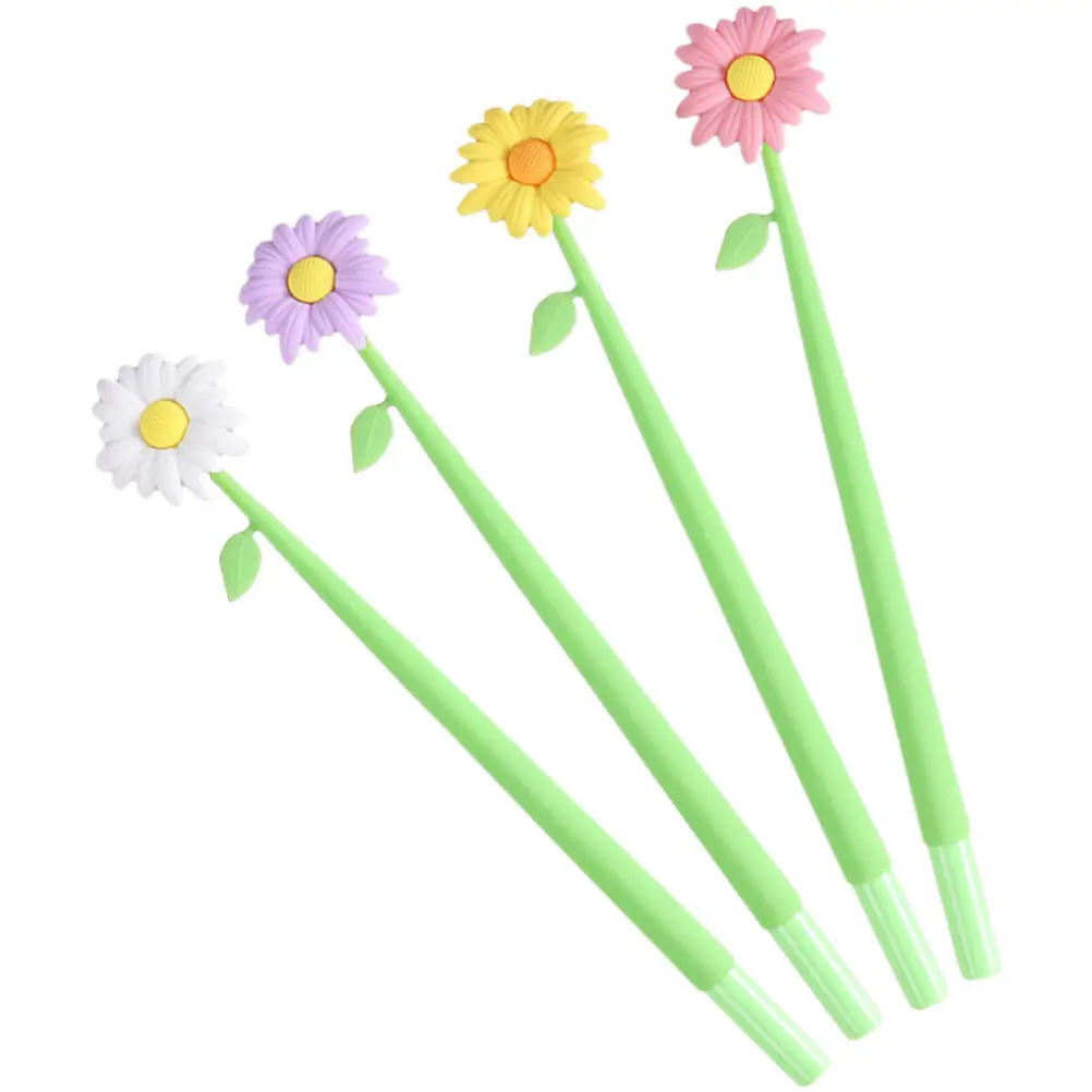 

4Pcs Creative Silicone Flower Gel Pens Multipurpose Writing Pens for Students Teachers Office Signatures Note Taking Greeting