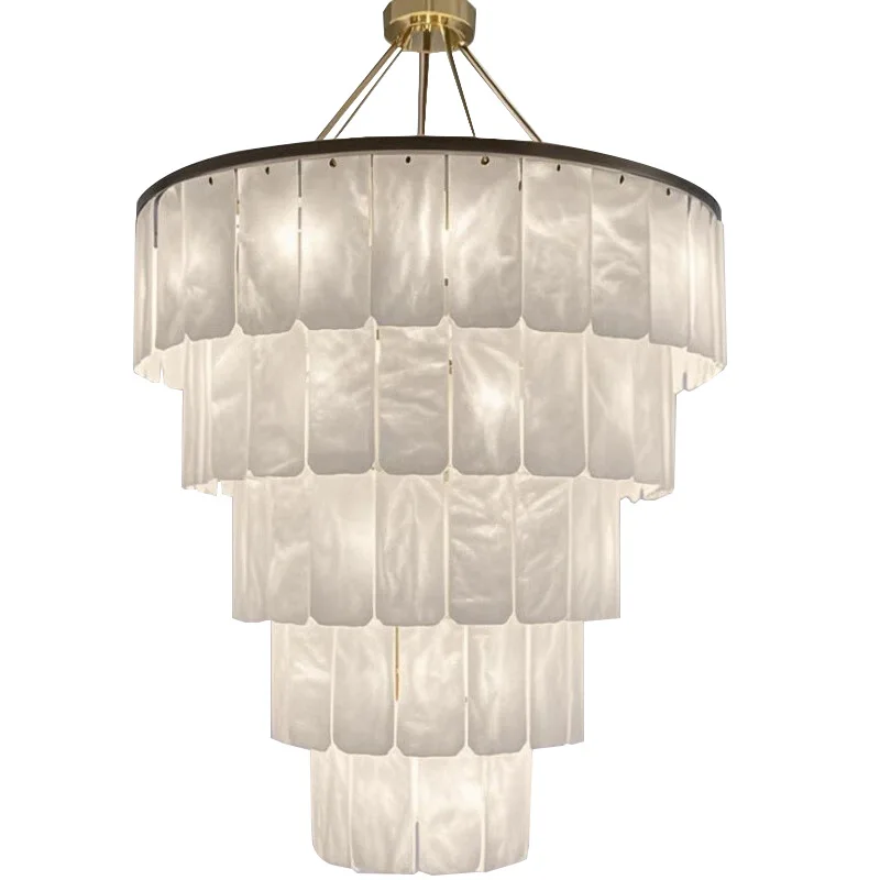 

Postmodern natural marble chandelier villa living room dining room simple bar counter duplex floor bedroom all copper villa