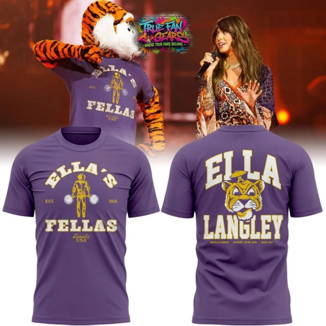Ella Langley x Auburn Tigers Ella’s Fellas 2026 Tee Shirt  Men Women Retro Tiger Graphic Unisex Country Music Fan Streetwear Tee