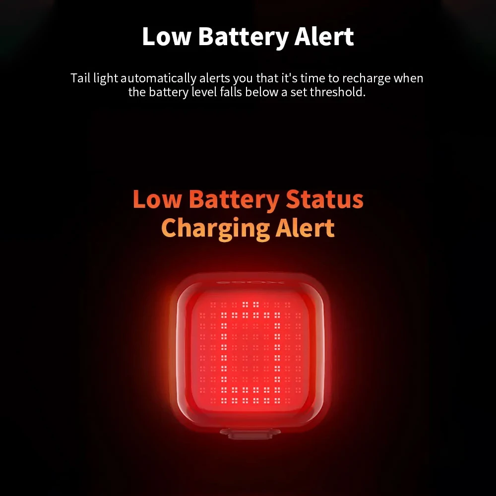 

XOSS Nebula Интеллектуальный велосипедный задний фонарь Велосипедная матрица Водонепроницаемый светильник Пользовательские смайлики Ночной указатель поворота Задний фонарь