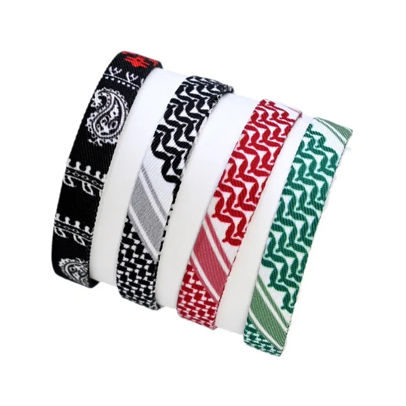 Trendy New Arabic Scarf Style Braided Bracelet For Women And Men Handmade Ethnic Polka Dot Ribbon Bracelet Jewelry