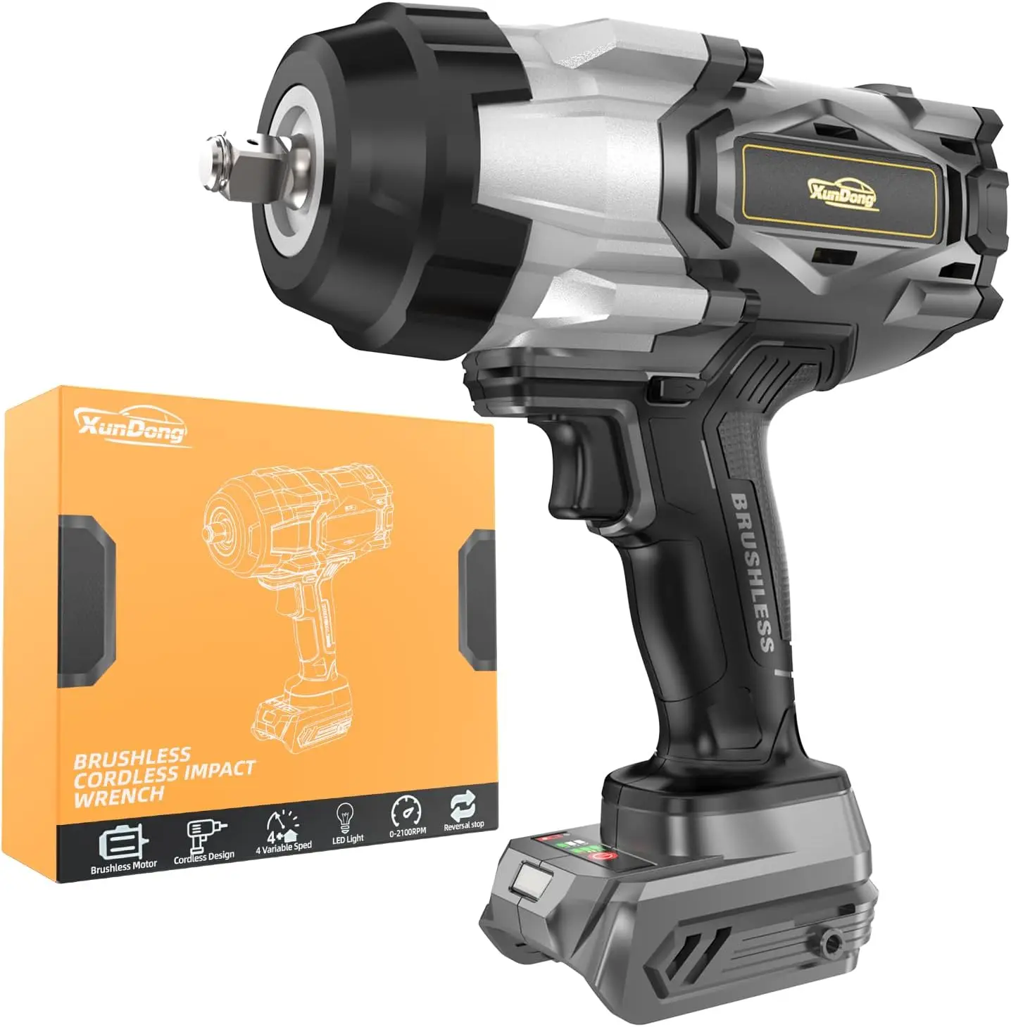 

Cordless Impact Wrench 1/2" for Dewalt 20V Battery, 1600Ft-lbs(2200N.m) High Torque Impact Gun Heavy Duty, Brushless Electric Po