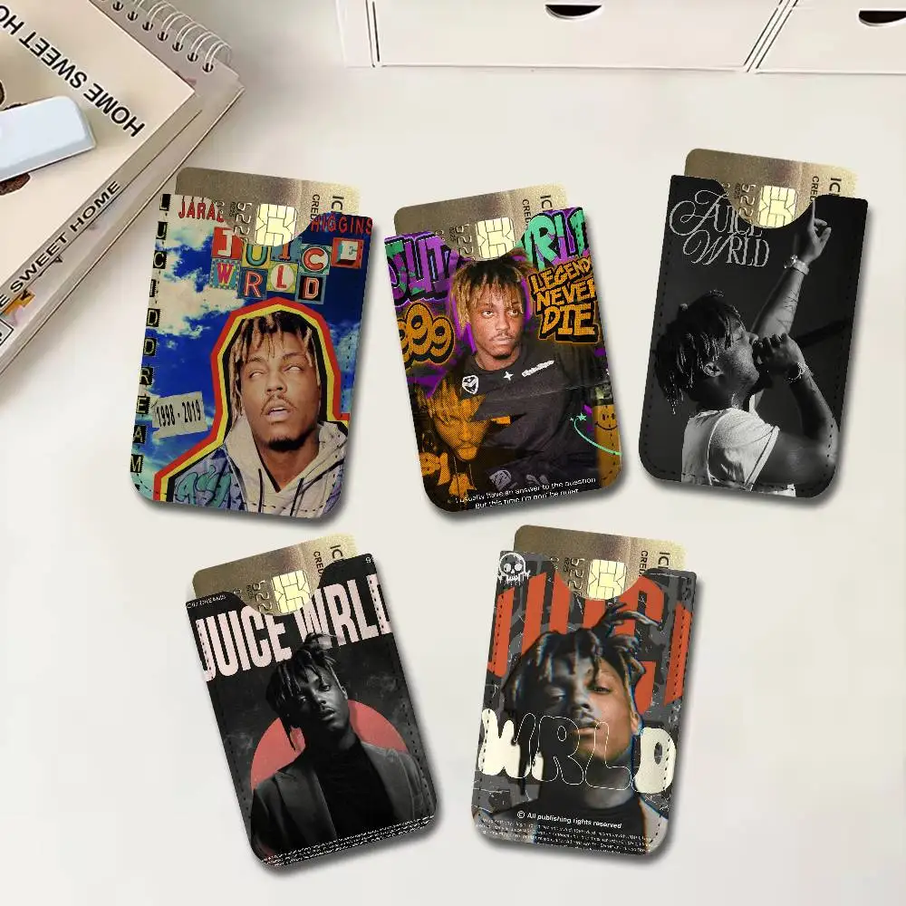 Rapper J-Juice W-WRLD Men's Genuine Leather Mini Card Wallet, Ultra Thin Credit Portable Business Card & Transit Bus Card