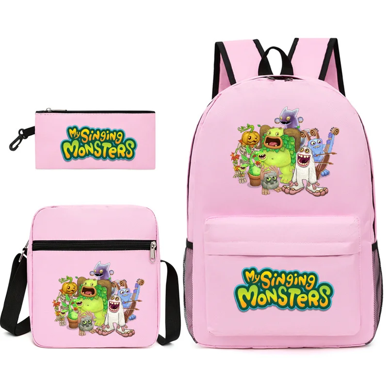 

3PCS My Singing Monsters Backpack Multiple Styles Shoulder Bag Cartoon High Capacity Bag Outdoor Climbing Backpack Children Gift