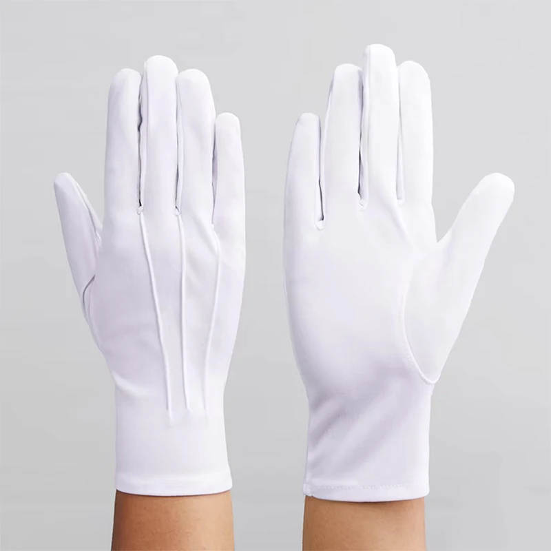 1pair White Formal Gloves Breathable Anti-slip Gloves Guard Parade Inspection Gloves Multi-use Ceremonial Mittens Supplies