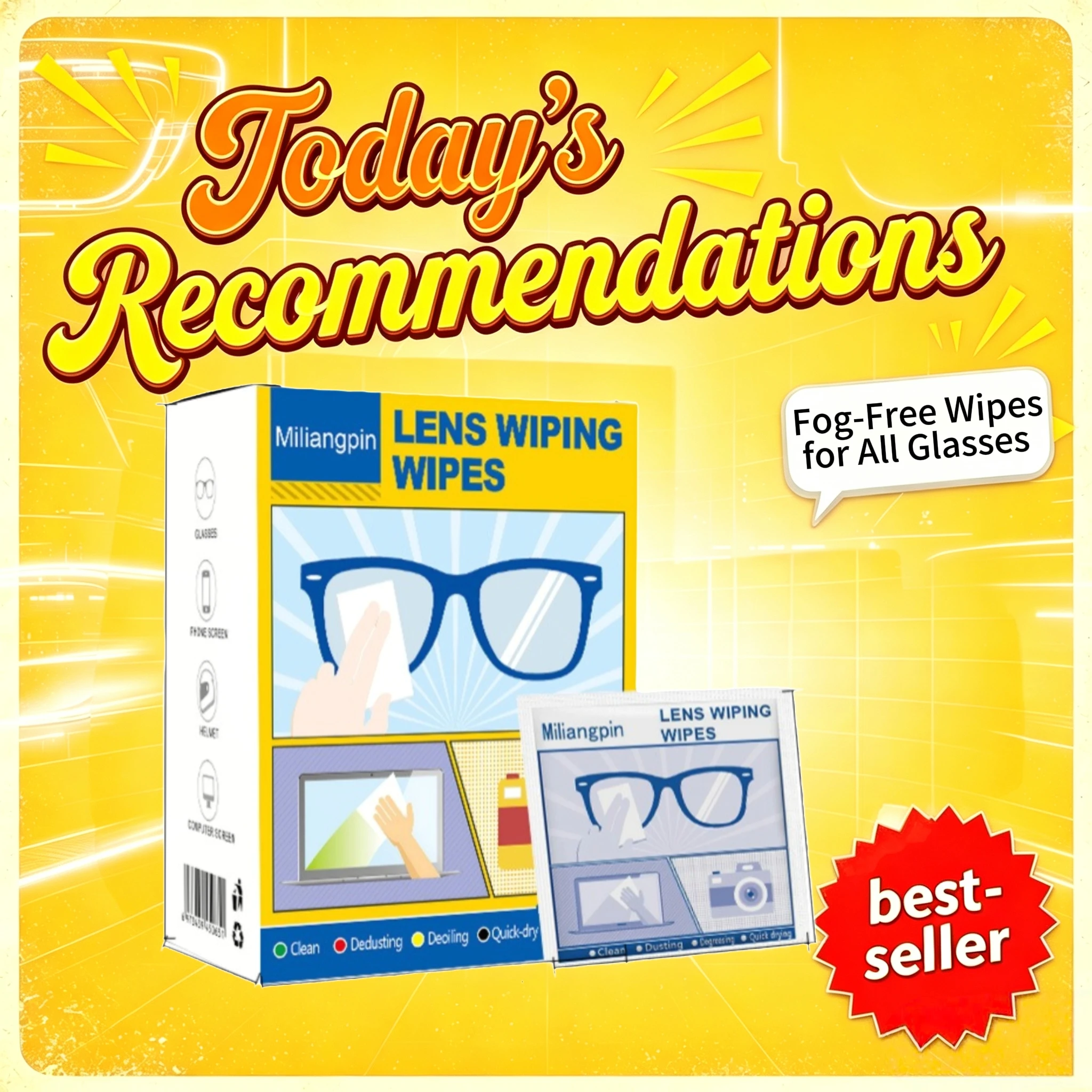 Anti-Fog Lens Wipes; Anti-Fog Wipes That Do Not Damage Coatings; Wipe Clear Without Leaving Streaks; universal Anti-Fog Wipes.