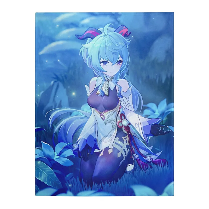 Genshin Impact Anime Fleece Blankets for Bed Teenager Comfortable Winter Bedspreads Kawaii Ganyu Printing Throw Blanket Mantas