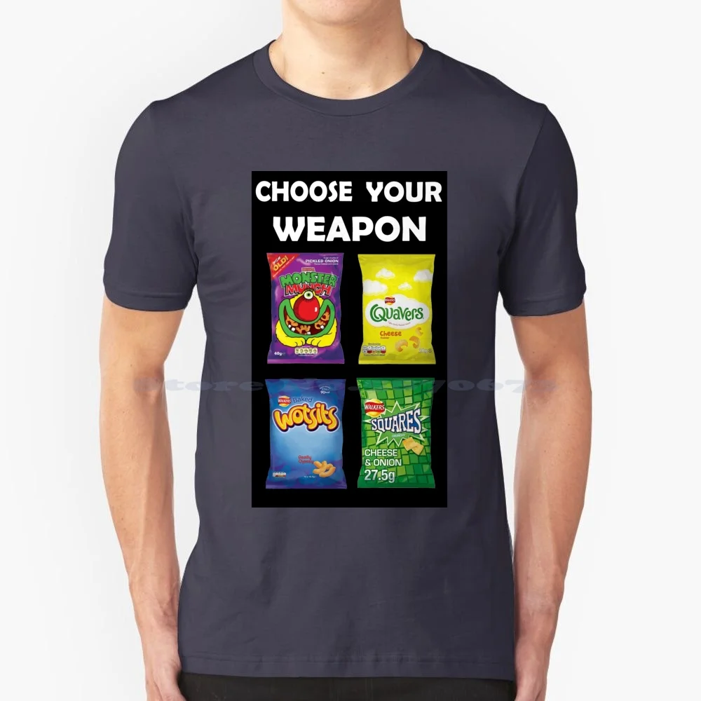 Wählen Sie Ihre Waffe Chips T-Shirt 1970 Baumwolle T-Shirt wählen Sie Ihre Waffe Chips Quaver Monster Munch Wotsits Quadrate Chips s