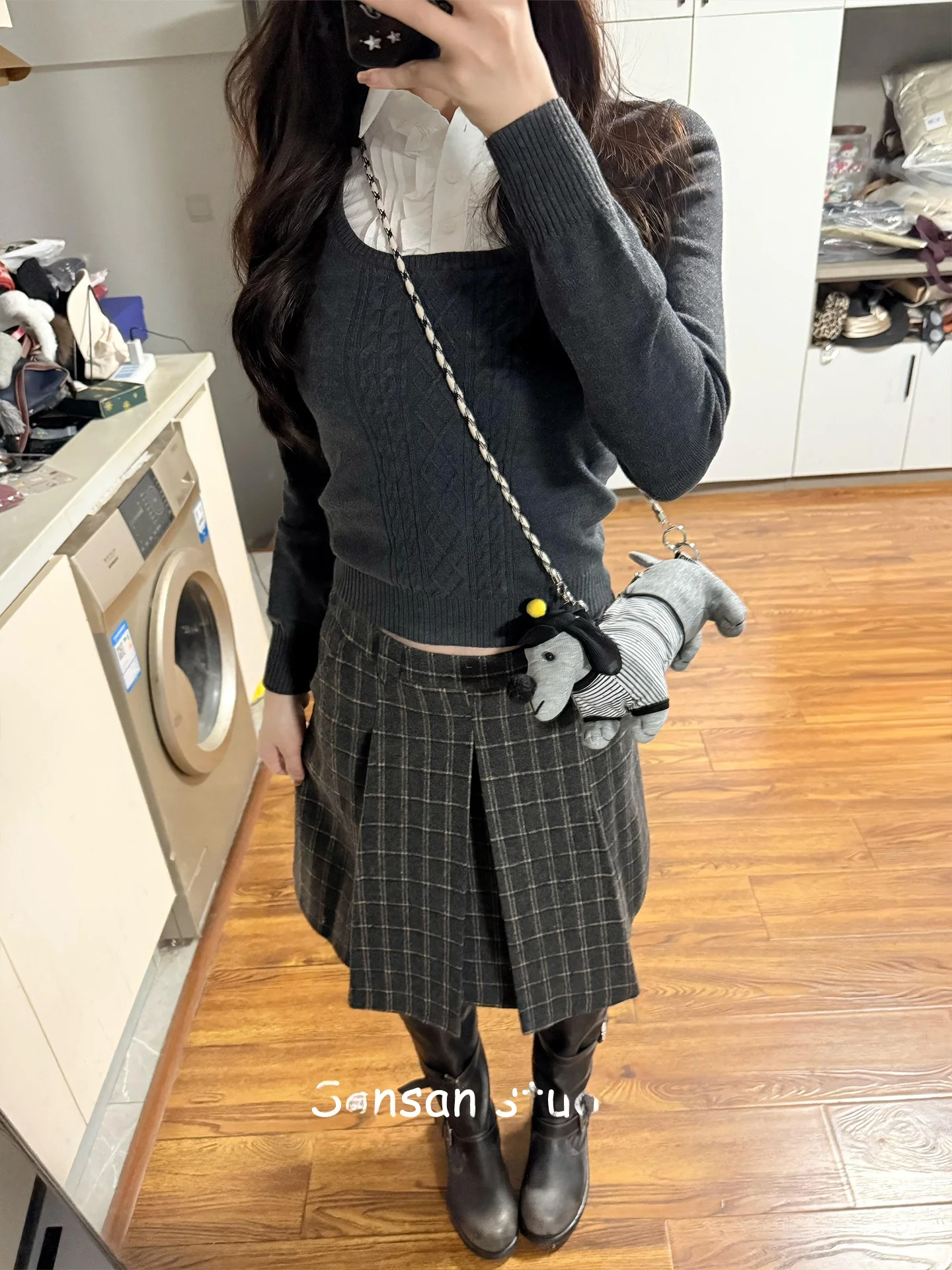 

Корейский короткий вязаный свитер для женщин, весенний, в студенческом стиле, с лоскутным узором, облегающий топ с ромбовидным узором, дышащий, приятный для кожи.