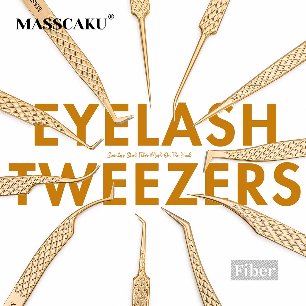 MASSCAKU Mega Volume Lash Tweezers Precision Pickup Tool Fiber Contact Surface Beauty Salon Equipment