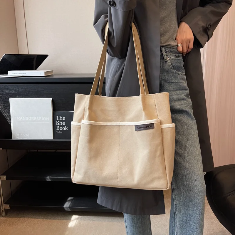 

Crossbody Bags Canvas Tote Summer Daily Women Minimalist Commuter Handbag Large Canvas Shoulder Bag