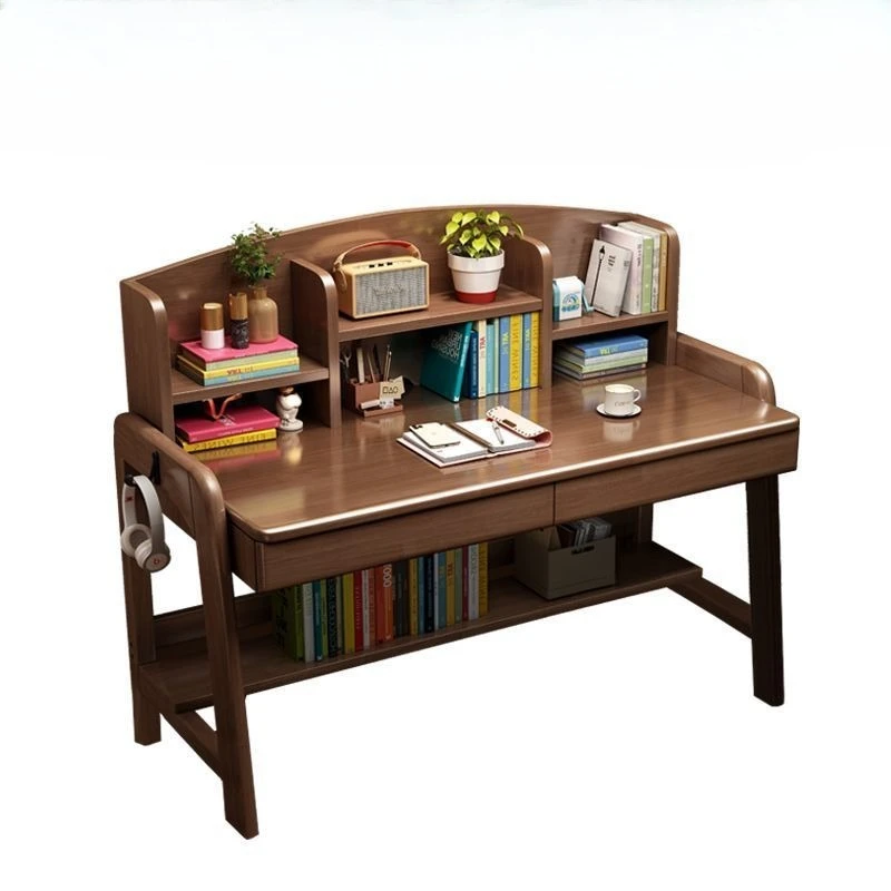 

Solid wood children's study table Nordic simple primary and secondary school students desk bookshelf manual