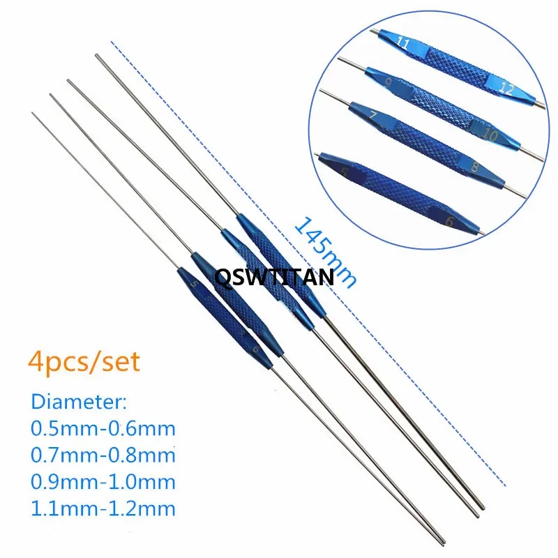 Sonda de passagem antirreflexo com ponta dupla oftálmica, ferramenta de entupimento, 4 peças/conjunto, instrumentos oftálmicos