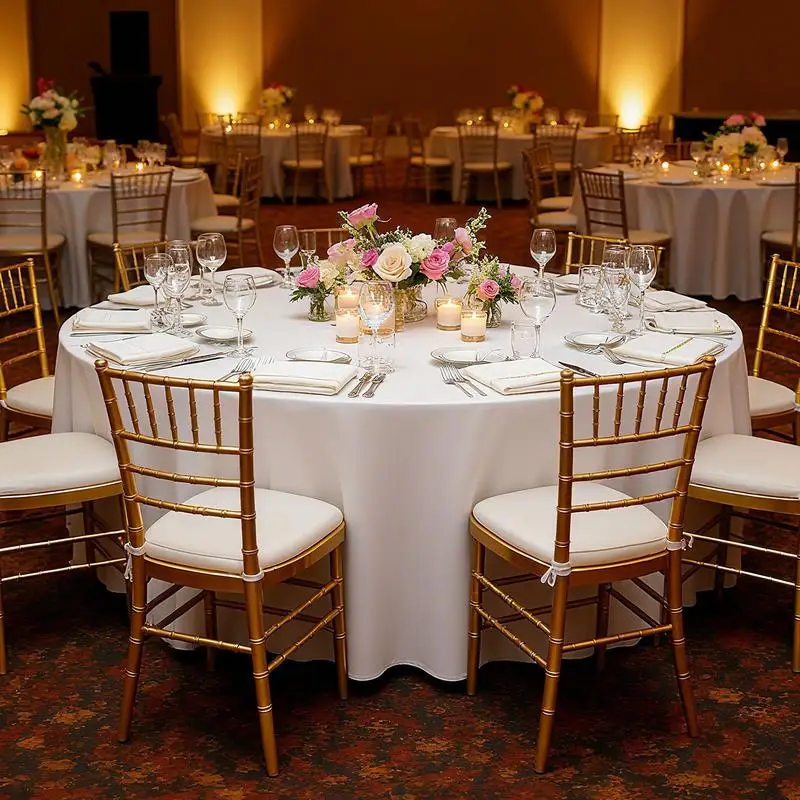 

White Round Tablecloths 6 Pack, 120 Inches in Diameter, Stain- & Wrinkle- Resistant, Machine Washable Table Clothes, Polyester Fabric Table Covers for Wedding, Party, Banquet, Formal Events