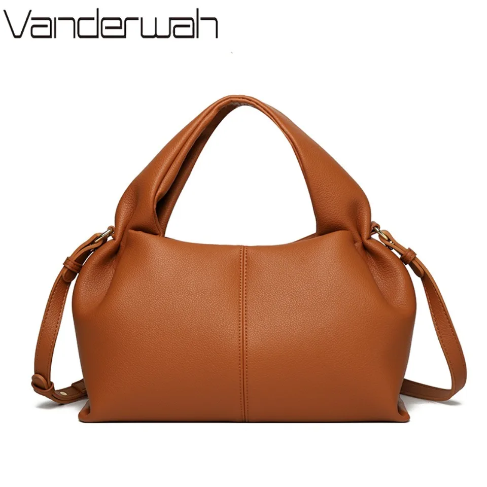 

Solid Soft Leather Hand Shoulder Bags for Women Mother Handbags Women Luxury Designer Crossbody Small Casual Tote Sac 2025 New