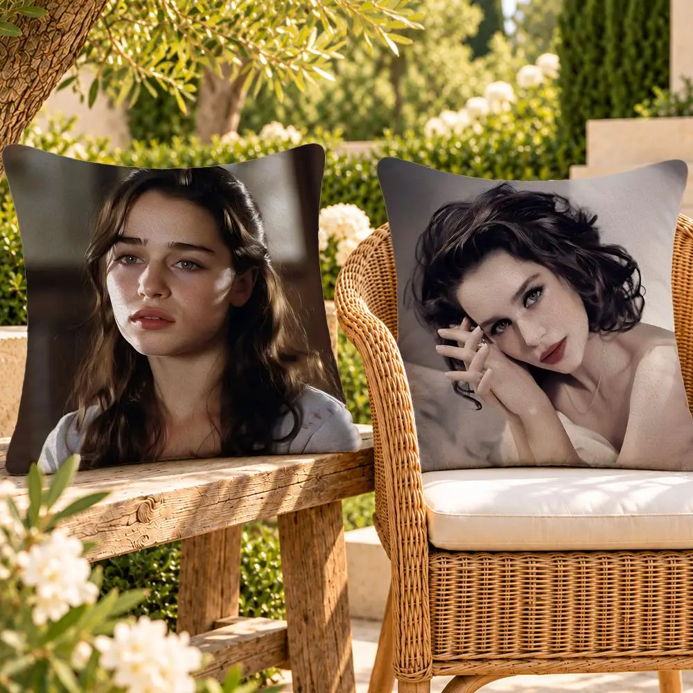 Actor Fantasy Emilia Clarke Cushion Cover Soft Plush Throw Pillow Cover Washable Sofa Bed Patio Chair Home Decor