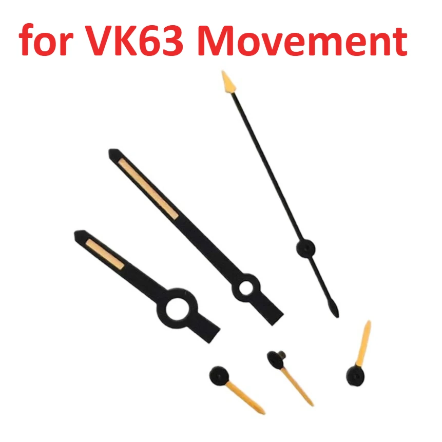 Watch Hands 6 Pins Black Green/Black Yellow/Black Orange Watch Pointers for VK63 Movement Quartz Watch Hands Accessories