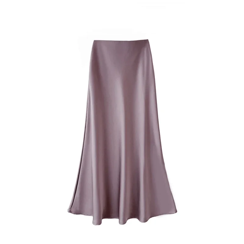 

MEXZT Elegant Satin Midi Skirt Women Solid High Waist Wrap Mermaid Skirts Summer Ladies Korean Fashion A Line Trumpet Skirt New