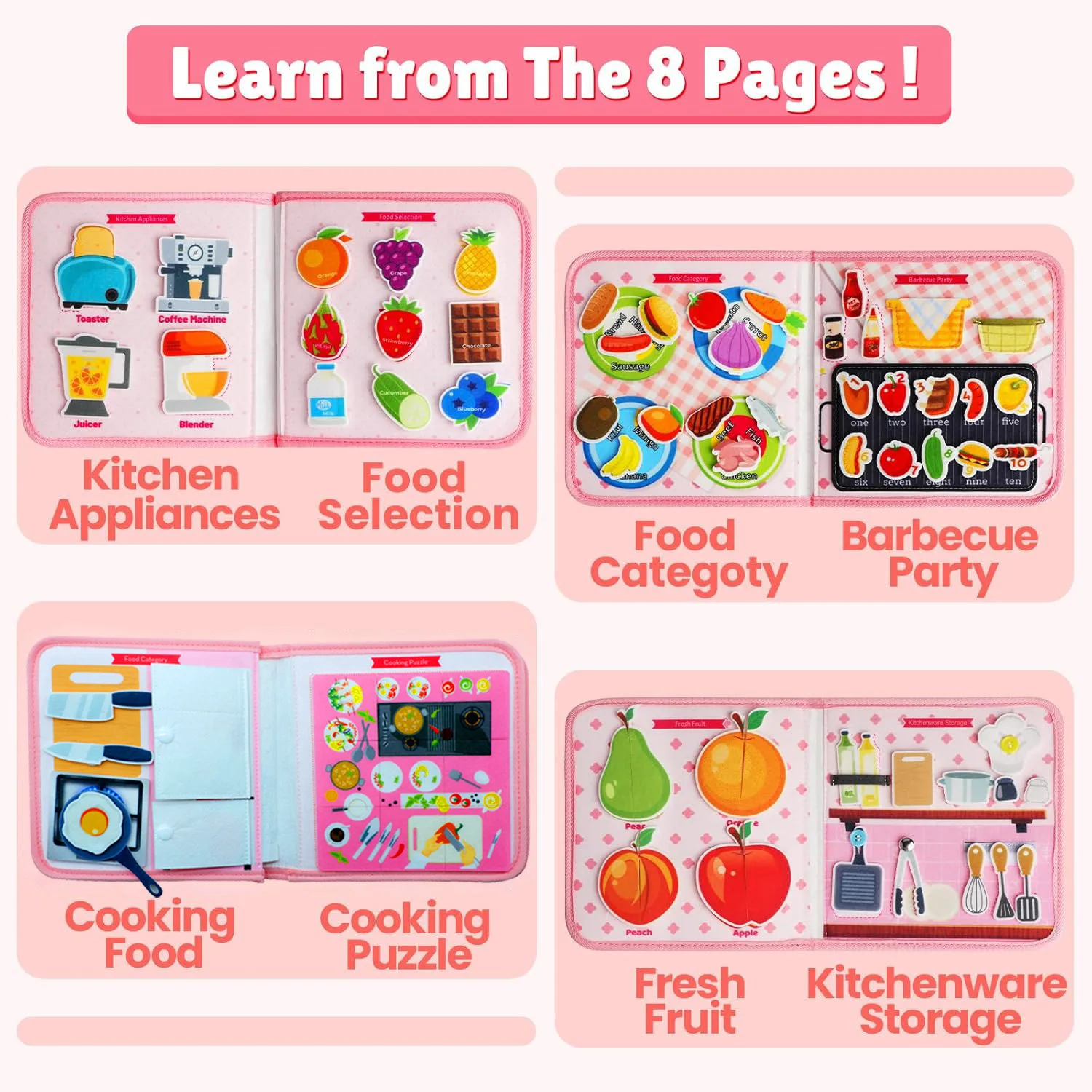 เด็กวัยหัดเดิน Busy Board Montessori ของเล่น Busy Book การศึกษาการเรียนรู้ Sensory ของเล่นสําหรับสาวมอเตอร์ทักษะก่อนวัยเรียน Travel กิจกรรม