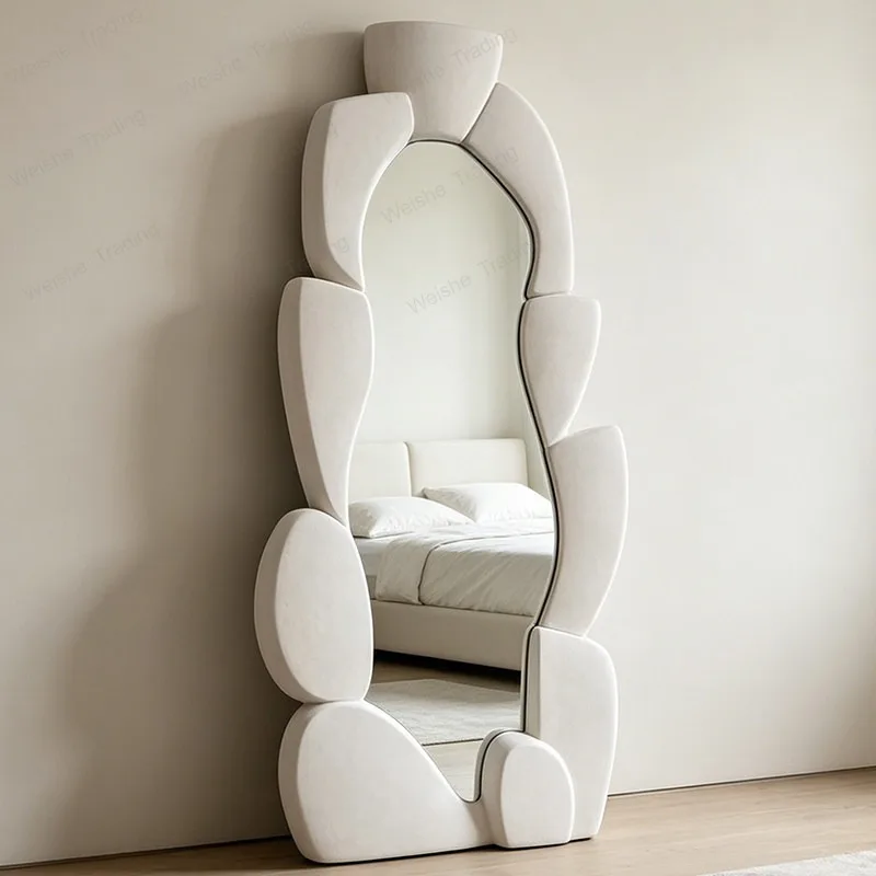 Scandinavian art modeling fitting mirror wabi sandy wind irregular floor mirror decorative full-length mirror creativity