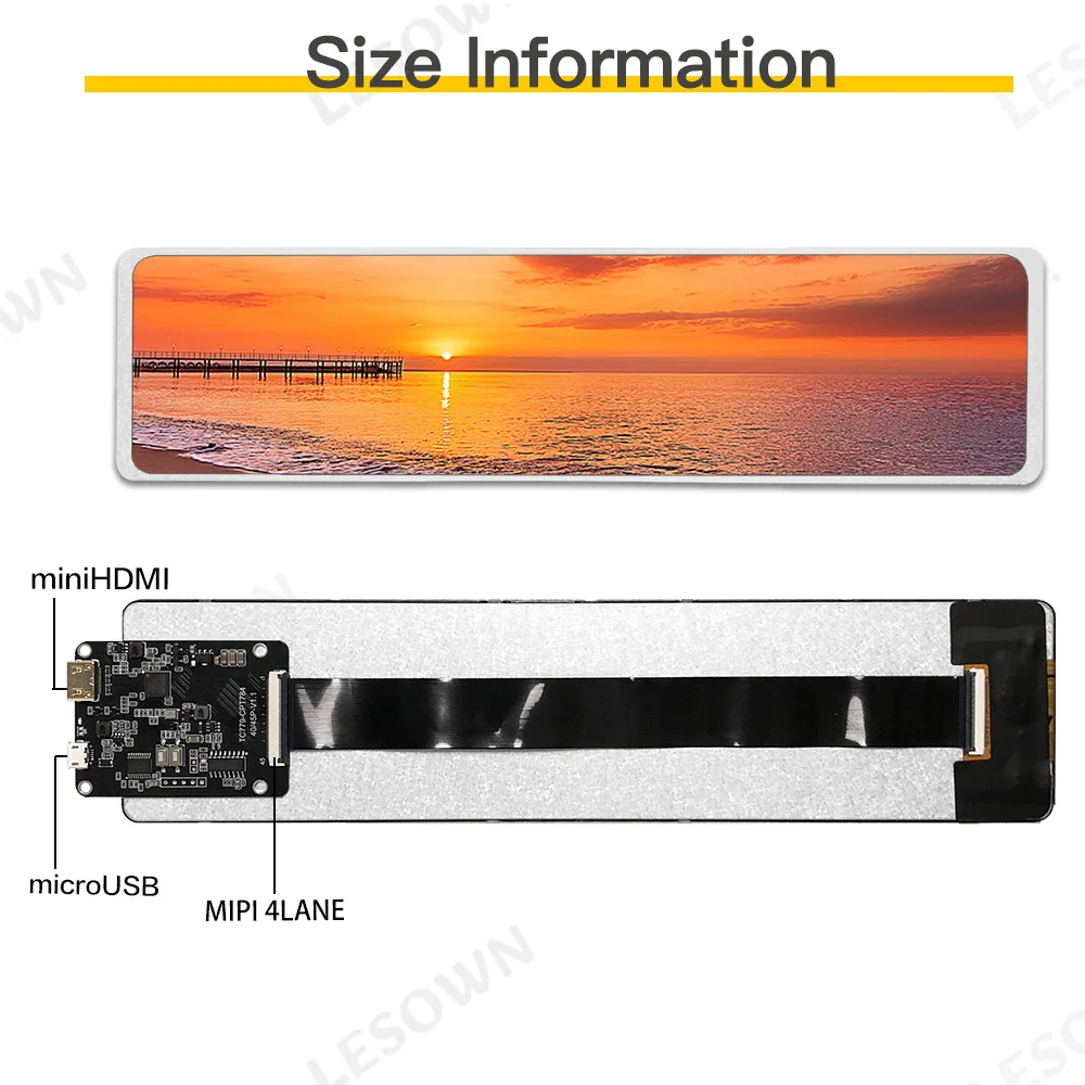 LESOWN 11.3 inch Stretch LCD Panel Driverless Configuration Módulo de Pantalla 60Hz with USB Power