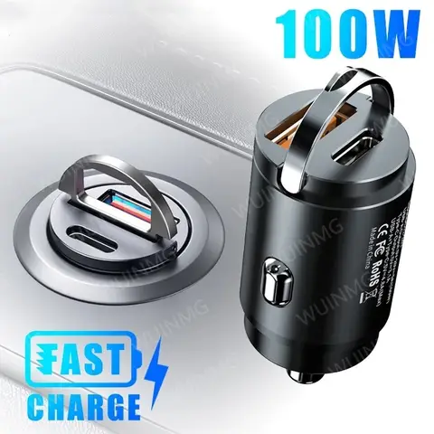 차량용 USB 충전기 슈퍼 차지 USB-A USB-C 담배 라이터 어댑터, 아이폰 화웨이 삼성용 숨겨진 전화 충전기, 100W