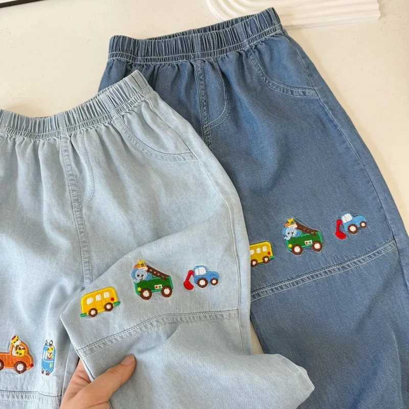 Simple Toddler Air-Conditioning Long Pants Boys and Girls New Cartoon Cute Long Pants Small Children Jogger Mosquito-Proof Pants