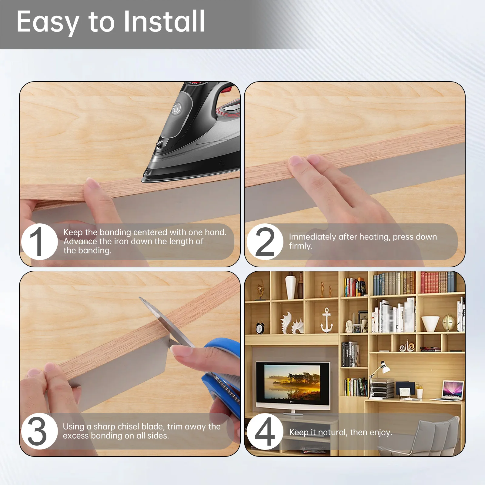 15M Hot Melt Adhesive Wood Edge Banding Furniture Cabinet Wood Surface Table Pre-glued Veneer Edging Tape Funiture Accessories image 5